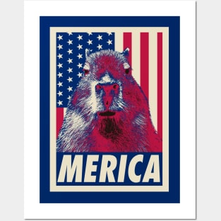 Capybara Merica 4th Of July Posters and Art